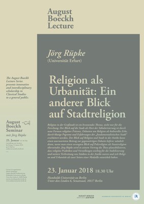 Plakat Boeckh Lecture 2017/18 mit Jörg Rüpke (Erfurt)
